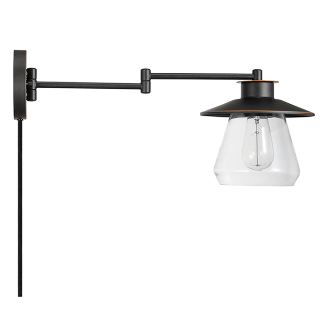 Metal Glass Oil Rubbed Bronze, Swing Arm Wall Lamp