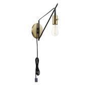 Applique murale 2 en 1 Exeter Globe Electric avec bras pivotant, 12 po, métal, bronze et laiton