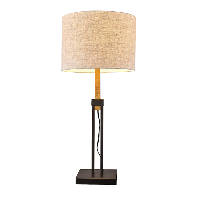 Globe Electric Oakland 32-in Dark Bronze On/Off Switch Table Lamp with Fabric Shade