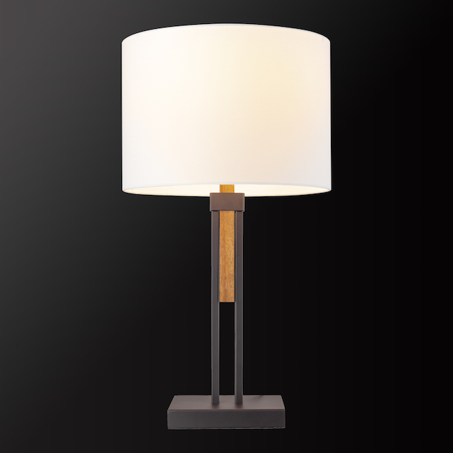 Globe Electric Oakland 32-in Dark Bronze On/Off Switch Table Lamp with Fabric Shade