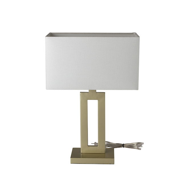 Globe Electric D'Alessio Table Lamp - 20-in - Fabric/Metal - Champagne/White