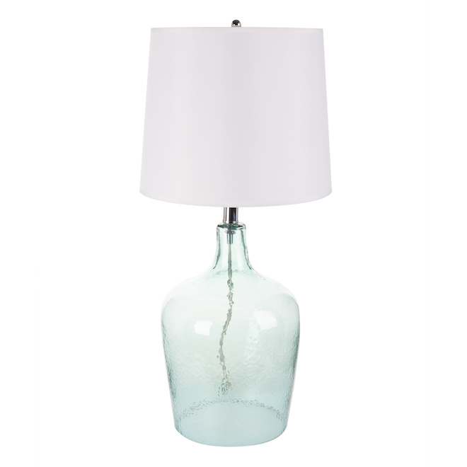 Globe Electric Quinn Table Lamp - 24-in - Glass/Fabric - Blue