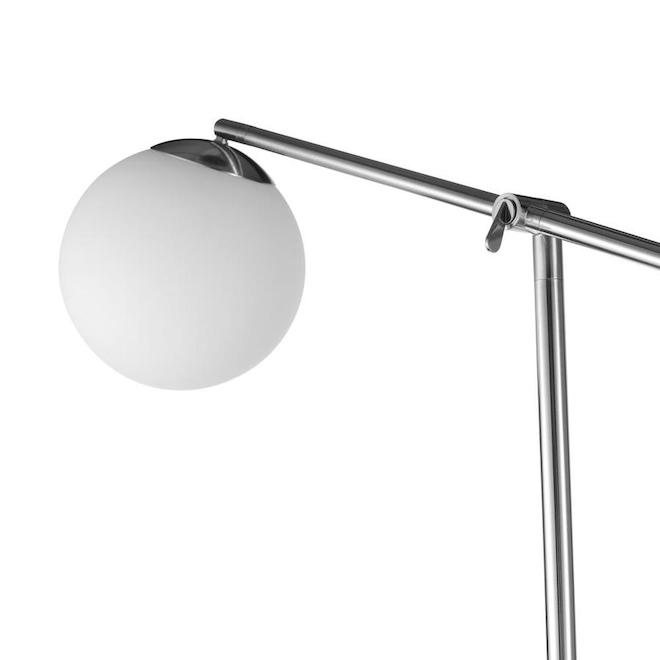 Globe Electric Portland 65-in Floor Lamp with Brushed Nickel and White Frosted shade