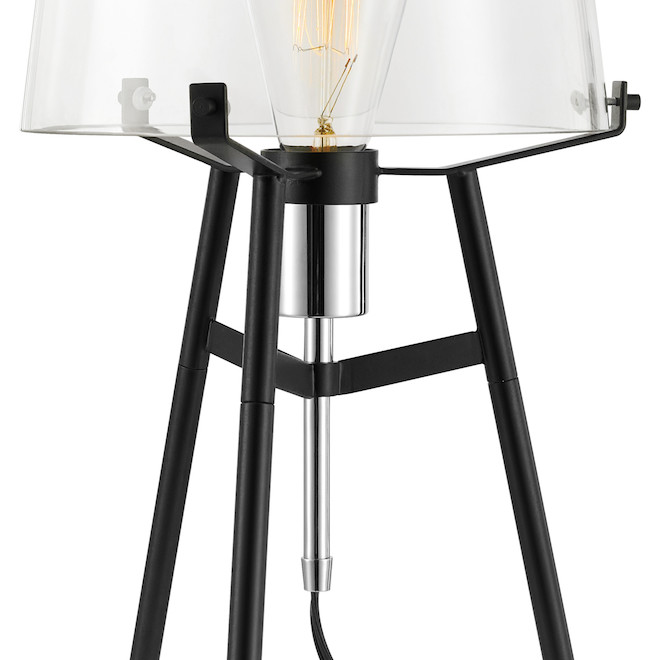 Globe Electric Lancaster Tripod Table Lamp - 20-in - Metal/Glass - Black/Chrome