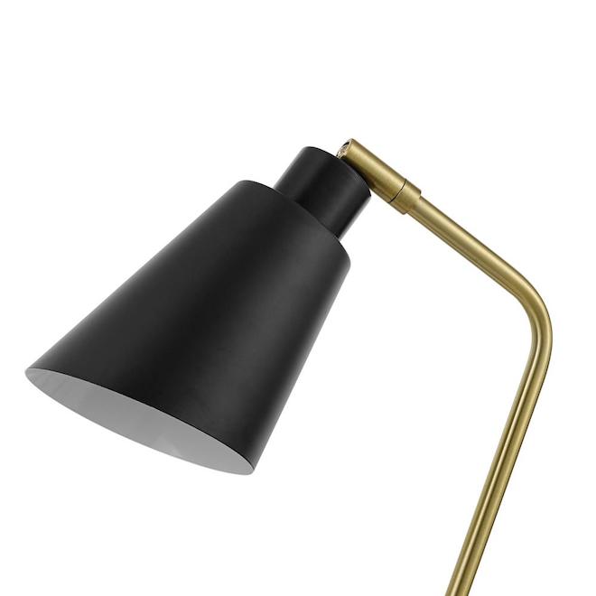 Lampe de bureau en métal Belmont de Globe Electric avec port USB, 17 po, noir et laiton