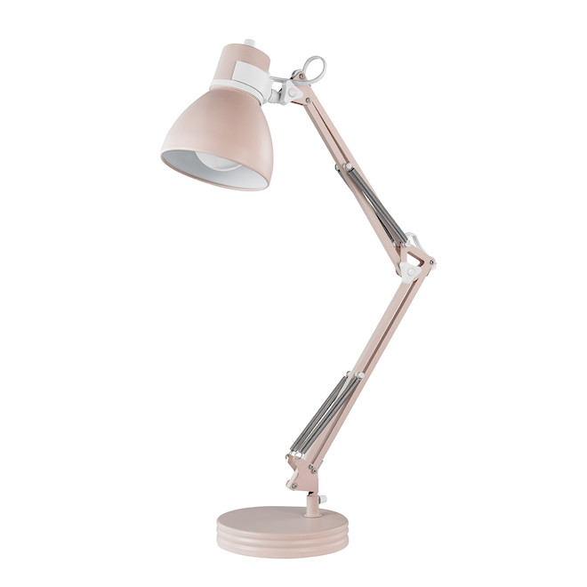 Lampe de bureau Architect en métal Globe Electric avec bras ajustable 28 po, rose mat