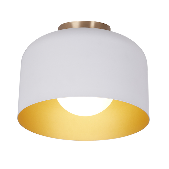 Globe Electric 1-Pack Margot 11-in White/Gold- Modern/Contemporary Flush Mount