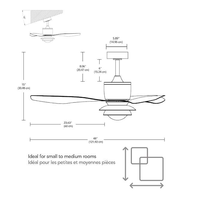 Ventilateur de plafond résidentiel intelligent blanc à DEL par Globe Electric, 48 po (télécommande incluse)