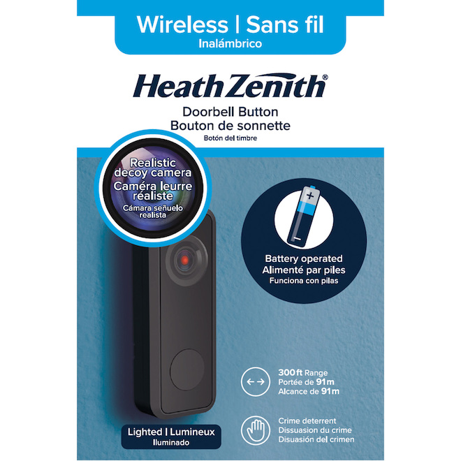 Bouton de sonnette sans fil Heath Zenith, noir