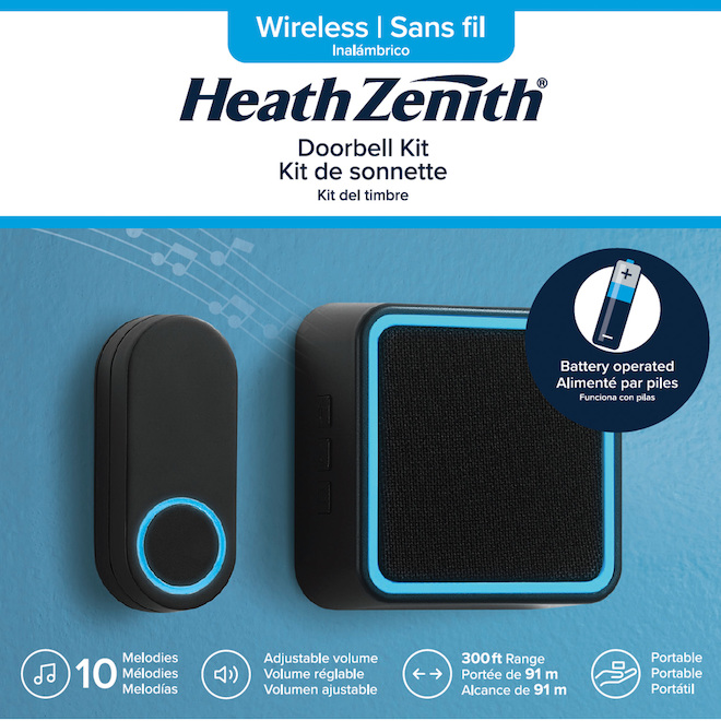 Heath Zenith Wireless Doobell Kit - Black