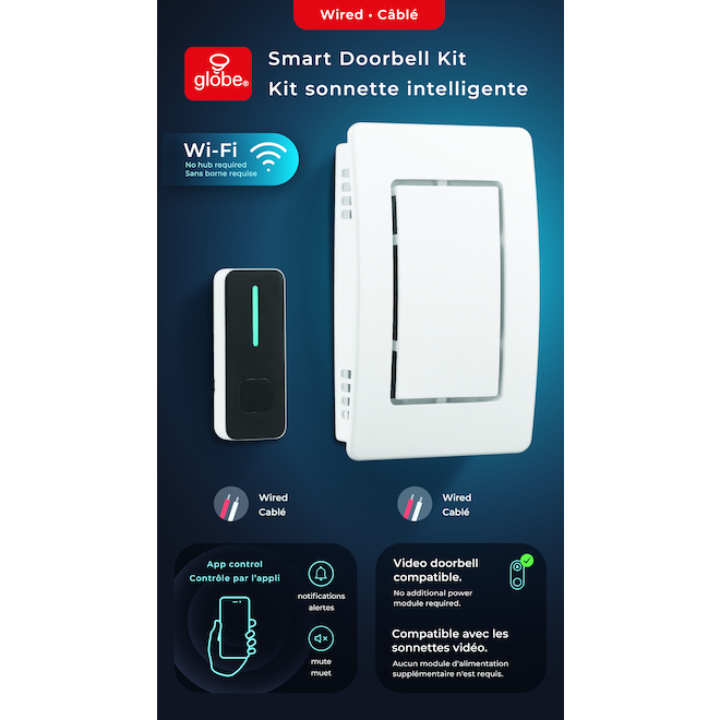 Globe Electric Smart Doorball Kit - Wired - White