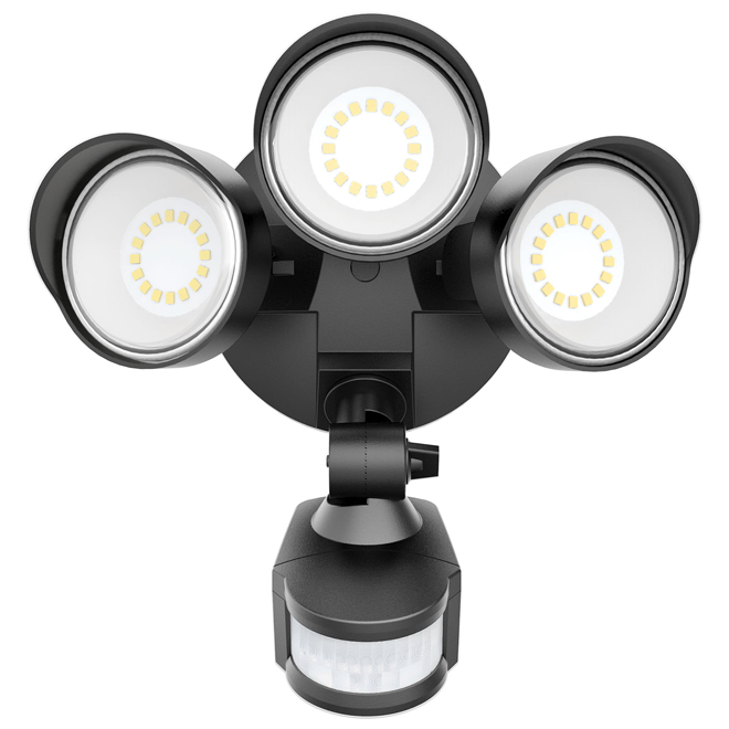 Globe Electric 27W LED Floodlight with 3 Solar-Powered Lights and Motion Sensor - Black