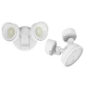 Globe Electric 22W LED Floodlight with 2 Lights and Dusk-to-Dawn Function - White