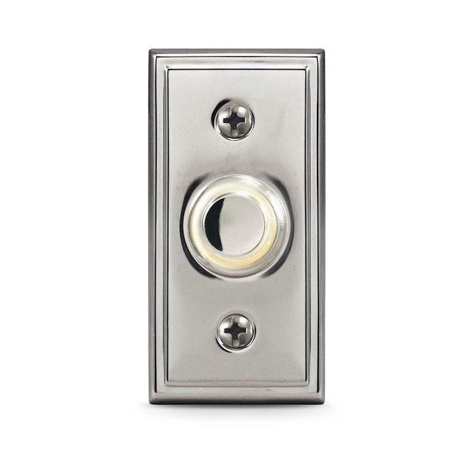 Globe Electric Round Doorbell Button Wired and Backlit - Nickel Metal