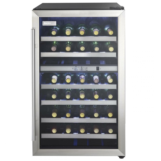 Danby Designer 19.44 x 34.31 x 25-in 38-bottle Black Dual Zone Cooling Freestanding Wine Cooler