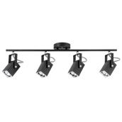 Rail d'éclairage à 4 lumières Quadra, 28,3", métal, noir