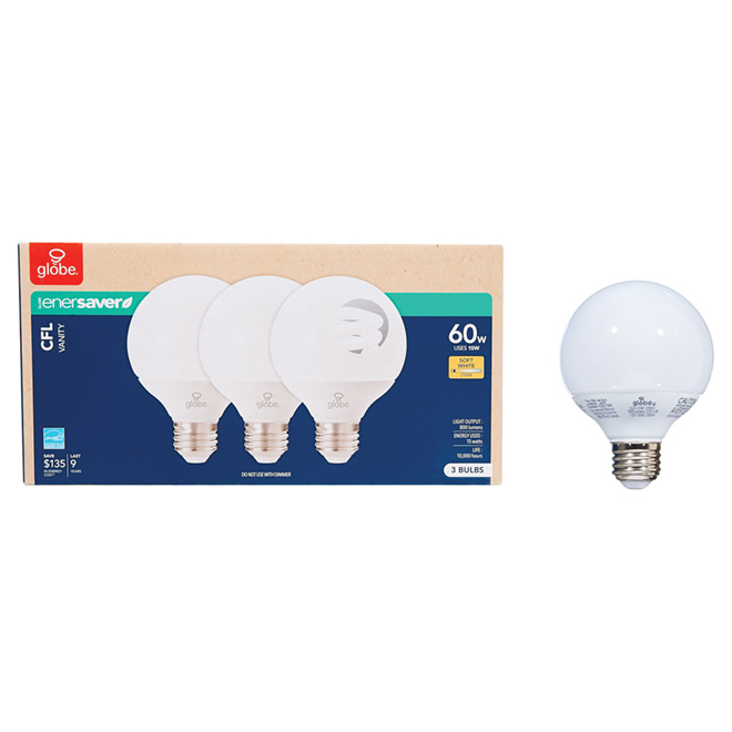 Globe 15w Compact Fluorescent T3 Type G Bulb 120v 3 Pack 84789 15w Compact Fluorescent T3 Type G Bulb 120v 3 Pack