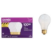 Ampoule incandescente anti-chocs A19, 100W - Paquet de 6