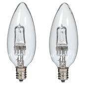 Paquet de 2 ampoules halogènes transparentes B10 de 29 W