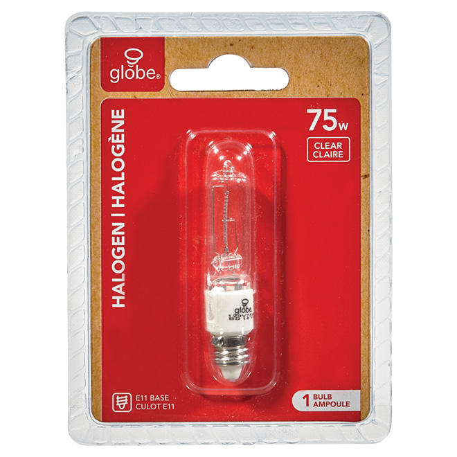Ampoule halogène verre clair Globe Electric, T4-E11, 120 V, 75 W 84495