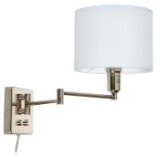 Bernard 1-Light Swing-Arm Wall Sconce - Brushed Steel/White