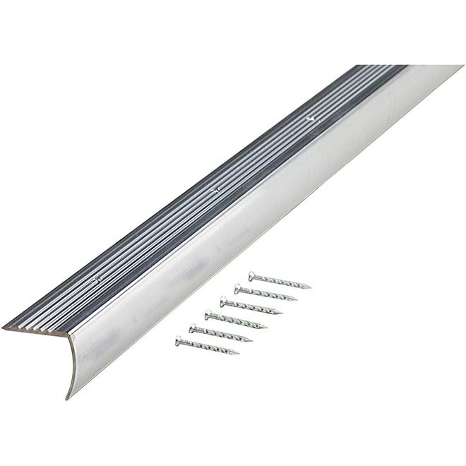 MD Building 1.281-in x 36-in Polished Silver Stair Nose Floor Moulding