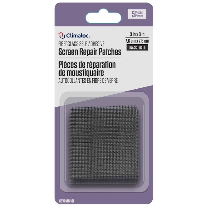 Climaloc Screen Self-Adhesive 3-in x 3-in 5/Pack Black Fiberglass Screen Patches