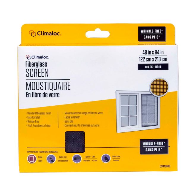 Climaloc Screen Fiberglass Door and Window Screen - 48-in x 48-in - Black