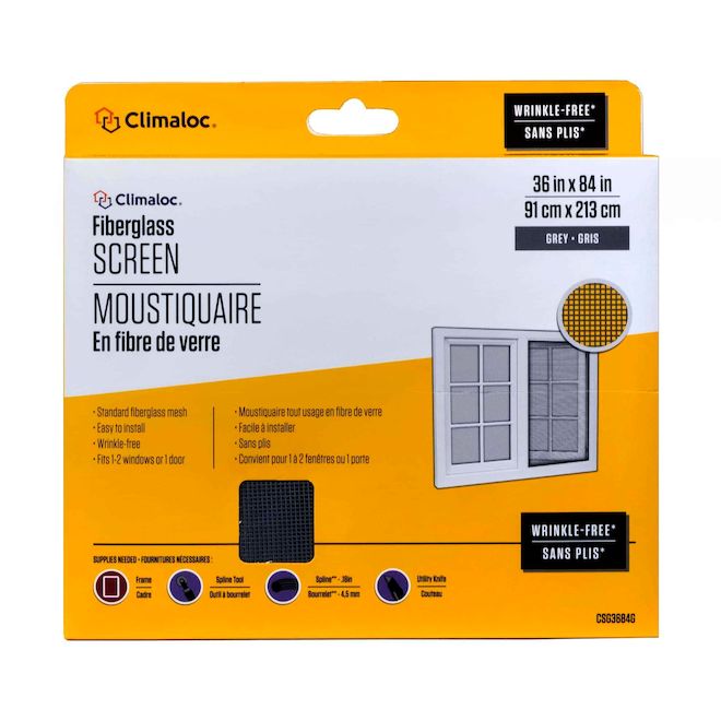 Climaloc Screen Grey Fiberglass Screen - 36-in x 84-in