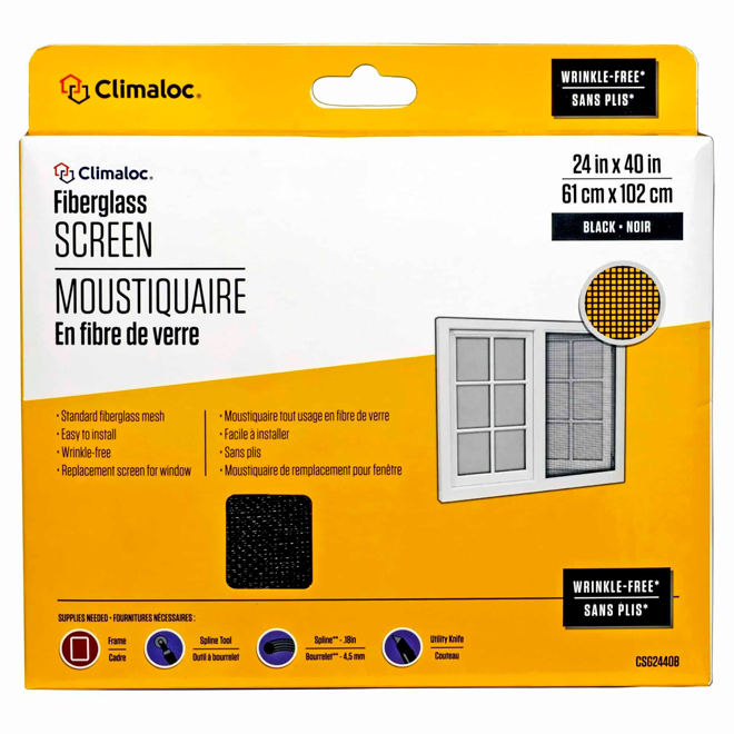 Climaloc 24-in x 40-in Black Fibreglass Screen