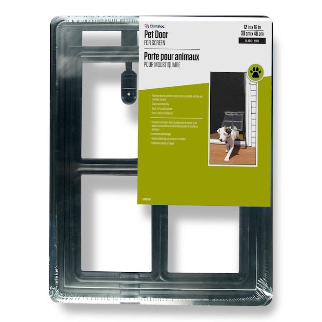 Climaloc 12-in x 16-in Fibreglass Pet Door for Screen - Black