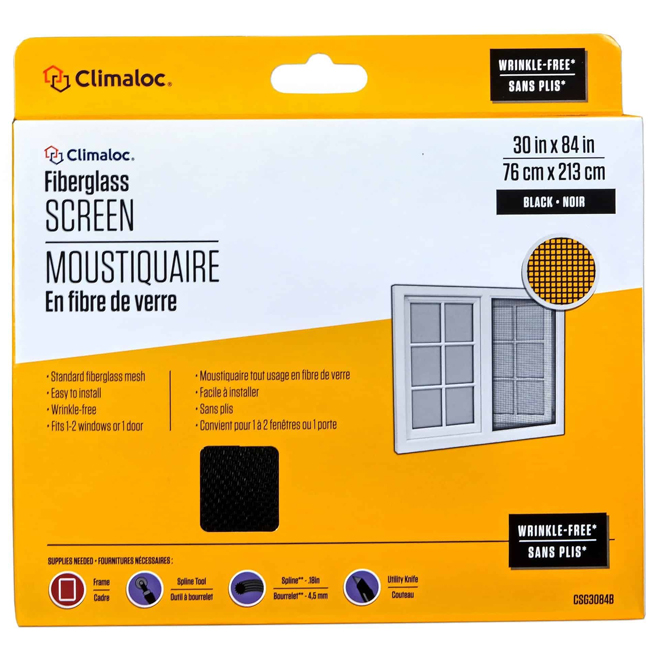 Climaloc Screen 30-in x 84-in Black Standard Fibreglass Screen Kit