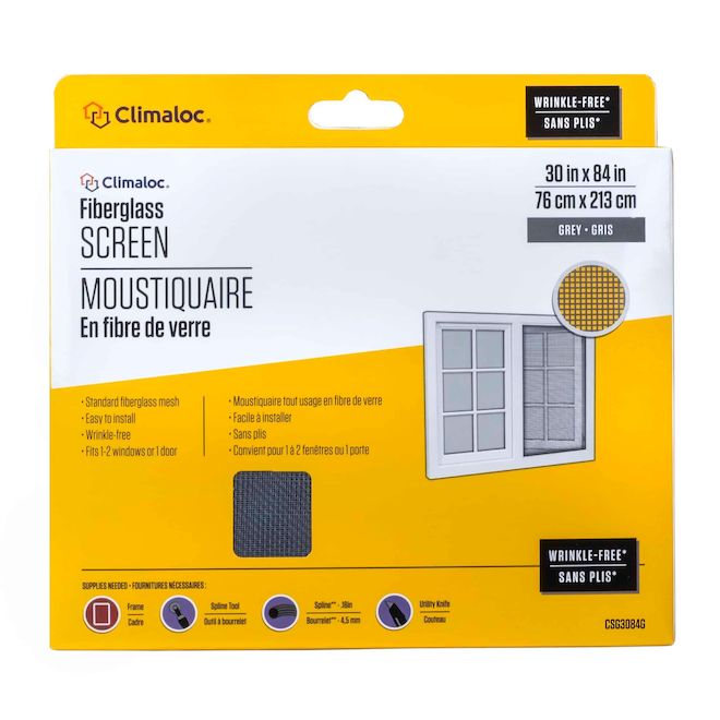 Climaloc Screen 30-in x 84-in Grey Standard Fibreglass Screen Kit