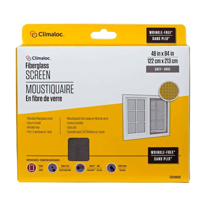 Climaloc Screen 48-in x 84-in Grey Standard Fibreglass Screen Kit