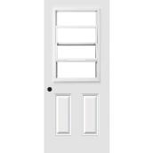 Les Portes A.R.D. Exterior Steel Door with Hung Window in White - 34-in x 80-in - Right-Handed Swing