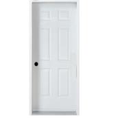 Les Portes A.R.D. 6-Panel Steel Door for Entries - Right-Handed Swing - White - 32-in W x 80-in H