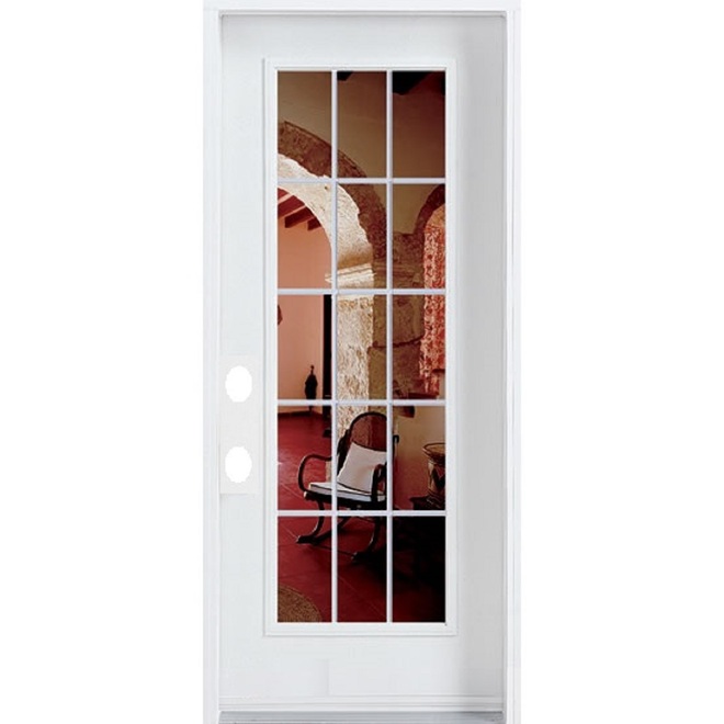 Portes Ard Right Hinge 15 Lite Door - Steel - 35.3-in x 82.5-in - White