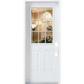 Portes A.R.D. Left Hinge 9 Lite Steel Exterior Door 35.3-In x 82.5-In White