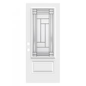 Portes A.R.D. Louisbourg Exterior Steel Door 48-In Serigra Lite Right Hinge 35.3-in x 82.5-in White