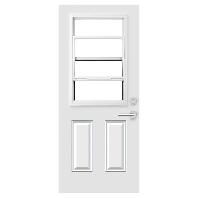 Portes ARD 31.38-in x 82.5-in Right-Handed Steel Door with Venting Window - White