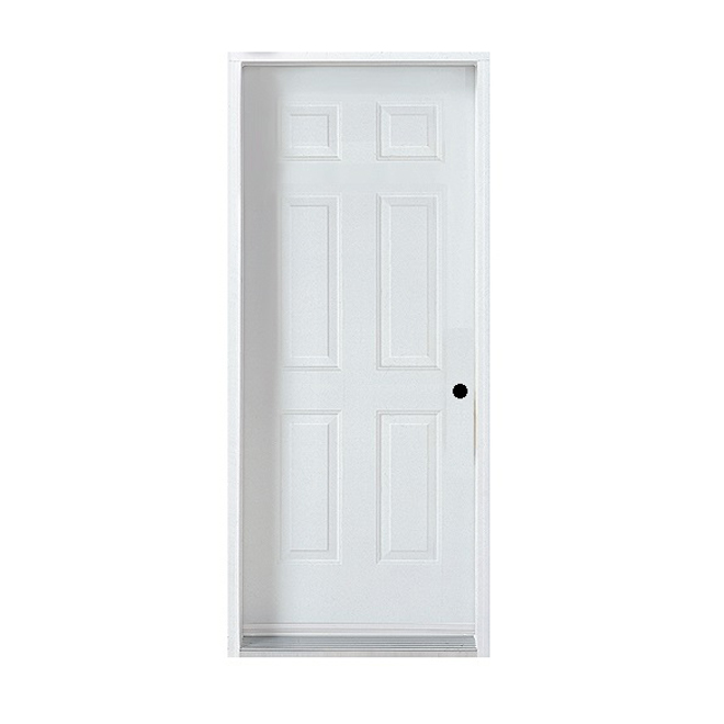 ARD White Exterior 6-Panel Steel Door 31.37-in x 82.5-in - Left Hinge