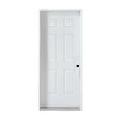 Porte extérieure blanche en acier à 6 panneaux ARD 31,37 po x 82,5 po penture à gauche