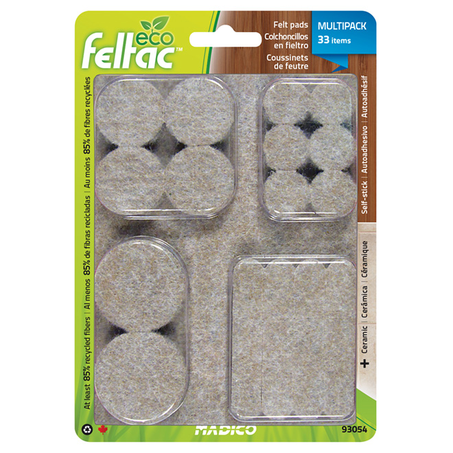 Self-Adhesive Felt Pad Multipack - Eco - Beige - 33/Pk