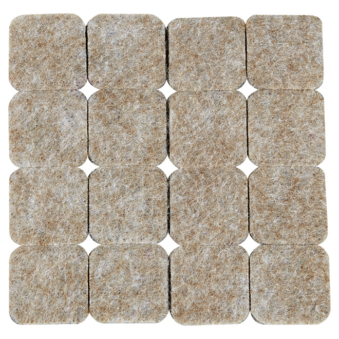 Self-Adhesive Felt Pads - Eco - Square - Beige - 1" - 16/Pk