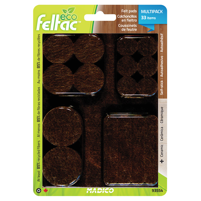 Self-Adhesive Felt Pad Multipack - Eco - Black - 33/Pk