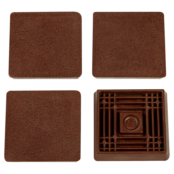 PVC Smooth-Base Leg Cups - Square - 2 1/2" - 4/Pk