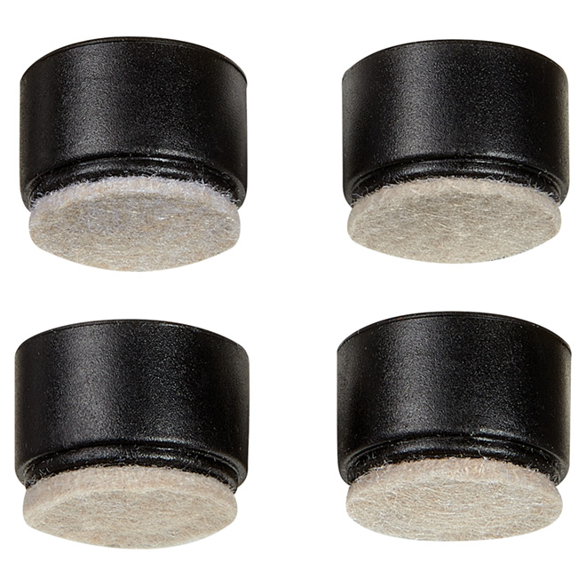 Fused-Felt Plastic Leg Tips - Round - Black - 1" - 4/Pk