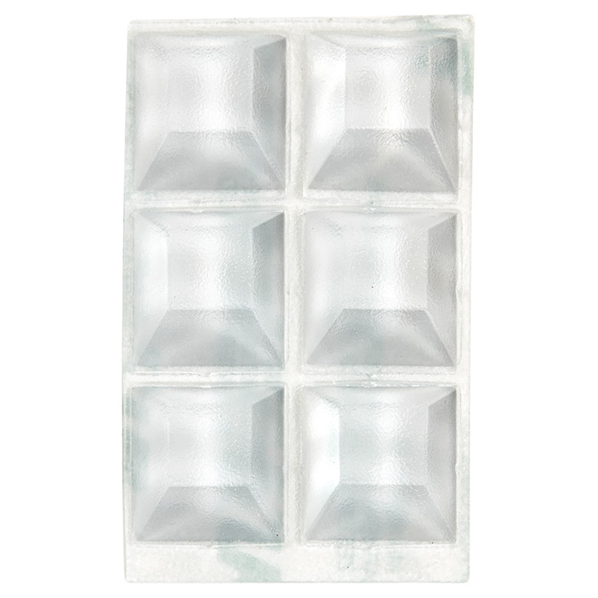 Butoirs autoadhésifs, vinyle, carré, transparent, 3/4", 6/pq
