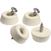 Screw-On Rubber Bumper - 1" - White - 4/PK