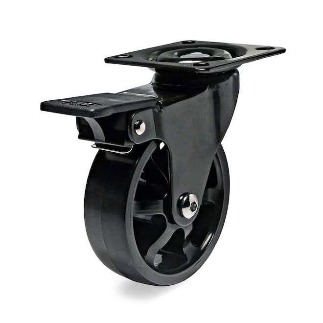 By Design 2-in Black Polyurethane Swivel Caster w/ Plate and Brake